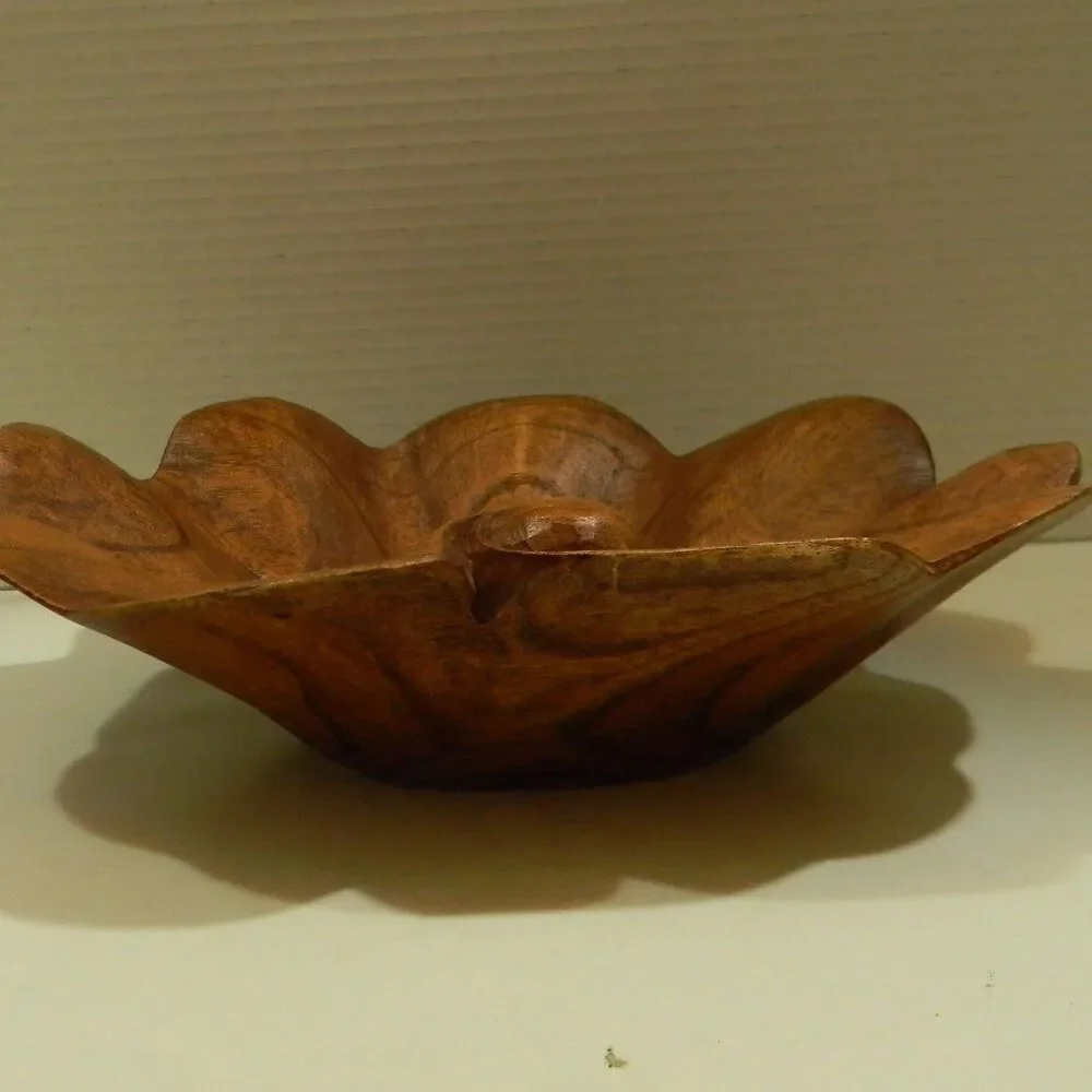 Hand Carved Wood Bowl Approx 10.5 inches